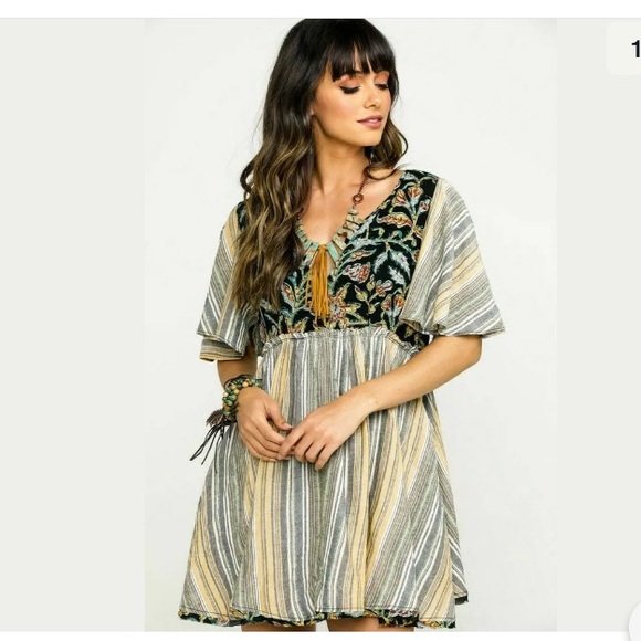 Free People-Stripped & Floral Embroidered Under The Sun-Tunic or dress - Picture 4 of 7
